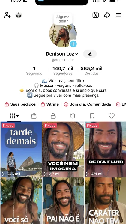 Perfil de Denison Luz no TikTok